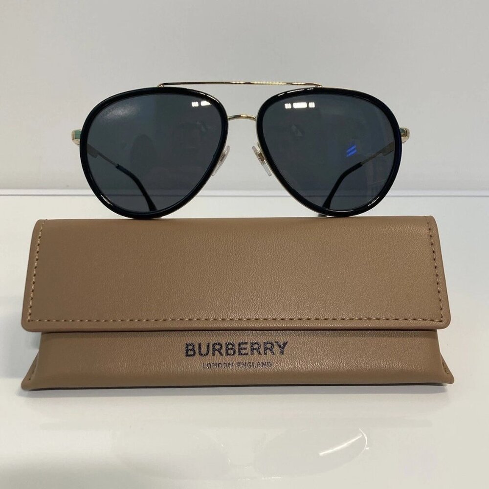 NEW BURBERRY 3125 1017/81 Black Aviator Unisex Sunglasses 59mm